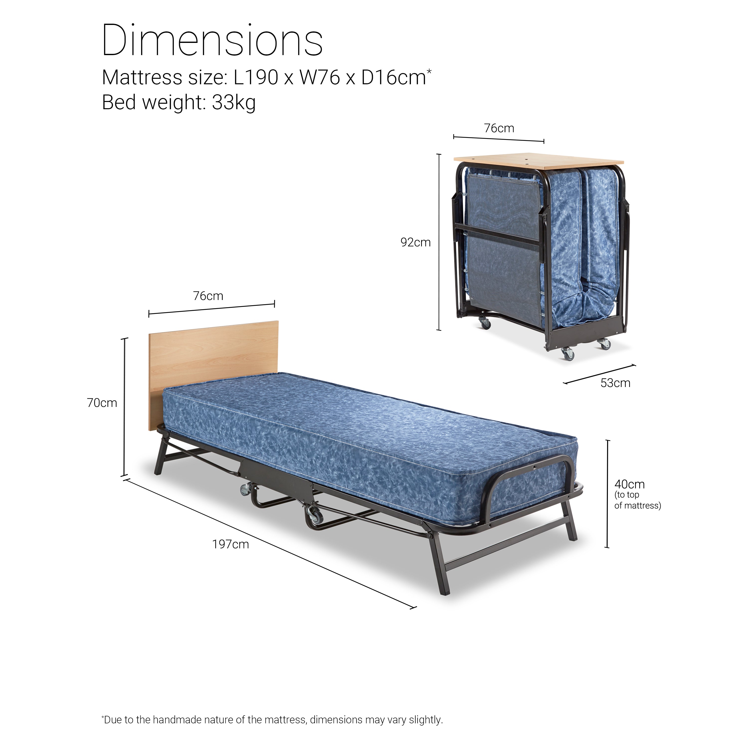 Jay-Be Crown Windermere Folding Bed with Waterproof Deep Sprung Mattre